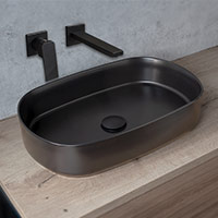 Aufsatzwaschtisch schwarz oval