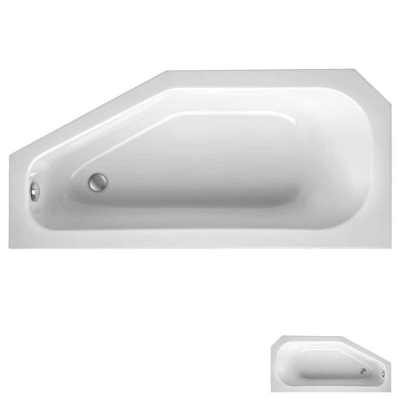 Raumspar Badewanne 170 x 75 rechts Farbe weiß 