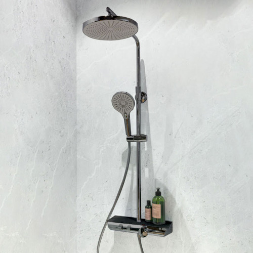 HSK Shower und Co Duschsystem AquaXPro 200 Thermostat Echtglas in Gunmetall