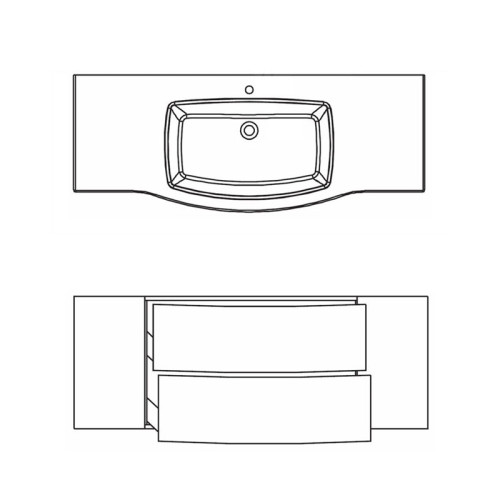 Pelipal PCON Waschtisch mit Unterschrank 157 cm Skizze
