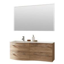 Marlin 3280cara Badmöbel Set 16 - 120,4 cm, Spiegelpaneel, Mineralmarmor-WT mit Ablage rechts, Waschtischunterschrank- B: 1204 H: - T: 495