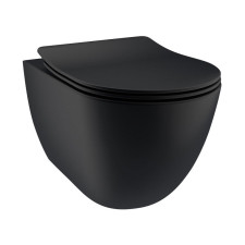 badshop.de Premium Design WC-Set - Tiefspüler, spülrandlos, Schwarz-Matt