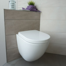 badshop.de Premium Design WC-Set - Tiefspüler, spülrandlos, erhöhte Sitzfläche, Keramik-Veredelung, WC-Sitz Absenkautomatik- B: 360 H: 407 T: 520