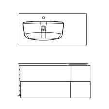 Pelipal PCON Waschtisch mit Unterschrank Set 107 cm Skizze