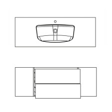 Pelipal PCON Waschtisch mit Unterschrank Set 137 cm Skizze