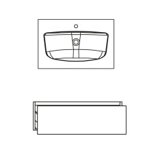 Pelipal PCON Waschtisch mit Unterschrank Set 77 cm Skizze