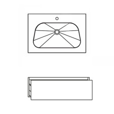 Pelipal PCON Waschtisch mit Unterschrank 77 cm Skizze