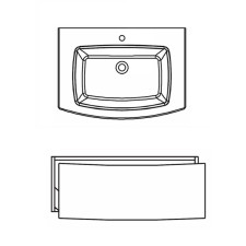 Pelipal PCON Waschtisch mit Unterschrank 82 cm Skizze