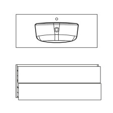 Pelipal PCON Waschtisch mit Unterschrank Set 122 cm Skizze