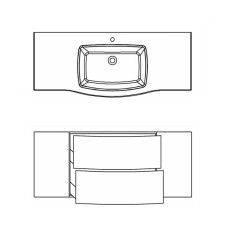 Pelipal PCON Waschtisch mit Unterschrank 142 cm Skizze