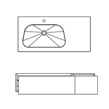 Pelipal PCON Waschtisch mit Unterschrank 107 cm Skizze