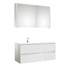 Pelipal Serie 6010 Badmöbel Set 2-4 - 114 cm, Spiegelschrank, Mineralmarmor-, Solid Surface oder Krion-WT, Variante links- B: 1140 H: - T: 500