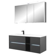 Pelipal Serie 6010 Badmöbel Set 16 - 133 cm, Spiegelschrank, Mineralmarmor-, Solid Surface oder Krion-WT, Variante links- B: 1330 H: - T: 500