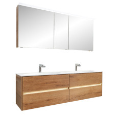 Pelipal Serie 6010 Badmöbel Set 8-4 - 154 cm, Spiegelschrank, Mineralmarmor- oder Krion-Doppelwaschtisch, Unterschrank- B: 1540 H: - T: 500