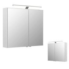 Pelipal Serie 6110 Spiegelschrank - 80 cm, 2 Drehtüren mit Facettenschliff, 4 Glaseinlegeböden, LED-Aufsatzleuchte- B: 800 H: 703 T: 170