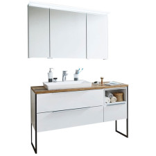 Puris Aspekt Badmöbel Set 12 - 135 cm, Spiegelschrank, Mineralguss-WT, Waschtischunterschrank, Unterschrank- B: 1346 H: - T: 495
