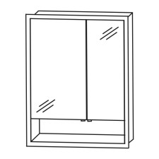 Puris Rounds Spiegelschrank - 65,1 cm, Einbauspiegelschrank Skizze