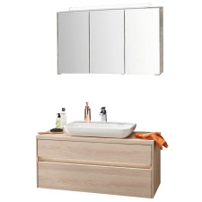 Puris Unique Badmöbel Set 6 - 102,8 cm, Spiegelschrank, Keramik-Aufsatzwaschtisch, Waschtischunterschrank- B: 1028 H: - T: 495