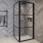 Riho Grid Drehtür pendelbar an Seitenwand 100x100 cm in schwarz-matt
