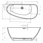 Riho Freistehende Badewanne Granada - Solid Surface - 170 / 80, weiß matt, Maße