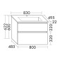 Burgbad LIN20 Badmöbel Set 52 - 206 cm Waschtisch mit Unterschrank Skizze