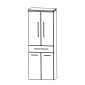 Puris Cool Line Hochschrank - 60 cm, mit 2 Türen, Wäschekippe Skizze