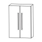 Puris Kera Plan Oberschrank - 30 cm, mit 2 Türen, 2 Glasfachböden Skizze