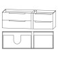 Puris Modern Life Waschtischunterschrank - 156 cm Skizze rechts