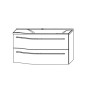 Puris Swing Waschtischunterschrank mit Waschtisch 90 cm Variante links Skizze