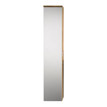 Badea Mittelschrank 25 cm, 1 Tür verspiegelt, 3 Glaseinlegeböden, Abdeckplatte