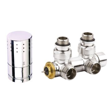 Corpotherma Zubehör Anschlussarmaturen Design-Ventilarmatur Eckform - chrom