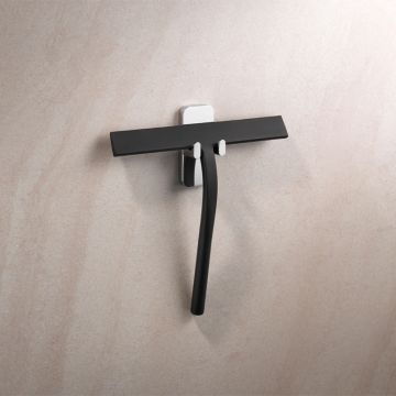 HSK RenoMag Glaswischer - 24,4 cm aus Silikon in Schwarz-matt, inkl. Wandhalteru