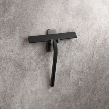 HSK RenoMag Glaswischer - 24,4 cm aus Silikon in Schwarz-matt, inkl. Wandhalteru