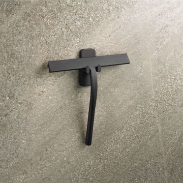 HSK RenoMag Glaswischer - 24,4 cm aus Silikon in Schwarz-matt, inkl. Wandhalteru