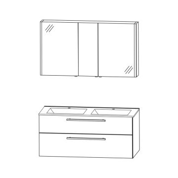 Laguna Life plus Badmöbel Set 6 - 143,2 cm mit Doppel-WT Skizze