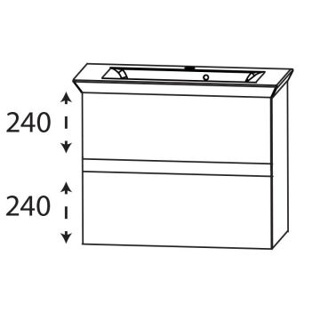 Puris Kera Plan Waschtisch mit Unterschrank - 66 cm Skizze