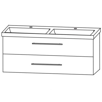 Puris Kera Plan Waschtisch mit Unterschrank - 122 cm Skizze