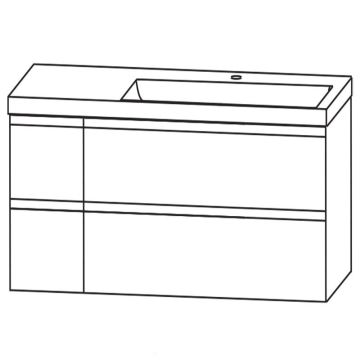 Puris Kera Plan Waschtisch mit Unterschrank - 122 cm Skizze