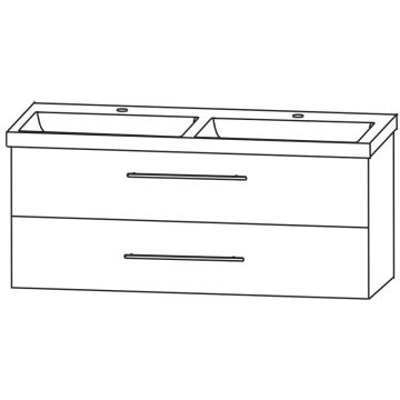 Puris Kera Plan Waschtisch mit Unterschrank - 142 cm Skizze