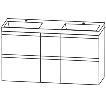 Puris Kera Plan Waschtisch mit Unterschrank - 152 cm Skizze