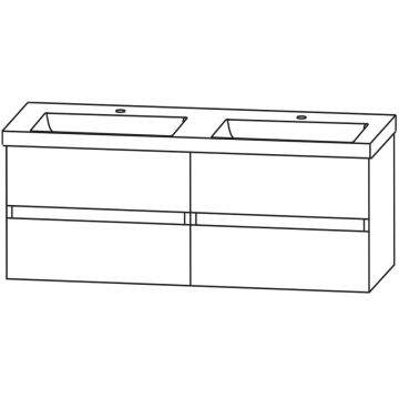 Puris Kera Plan Waschtisch mit Unterschrank - 142 cm Skizze