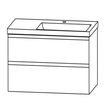 Puris Kera Plan Waschtisch mit Unterschrank - 92 cm Skizze