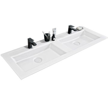 Puris Rounds Möbelwaschtisch - 143,2 cm, Doppel-Glas-Waschtisch