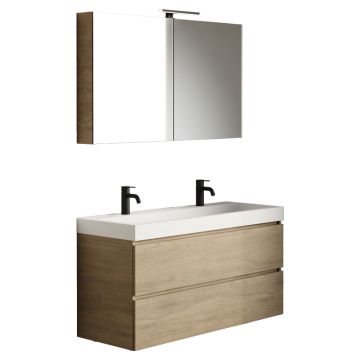 Riho Spring Vow Badmöbel Set 10 - 120 cm, Spiegelschrank, Mineralguss-DoppelWT
