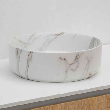 Riho Graph-it Stone Slim Aufsatzwaschtisch rund Weiß Matt