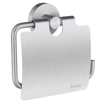 Smedbo HOME Papierrollenhalter / Toilettenpapierhalter mit Deckel - Mattverchrom