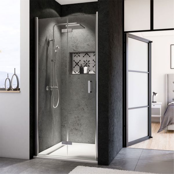 Breuer Panorama Duschtür für Nische - 120 cm Drehfalttür