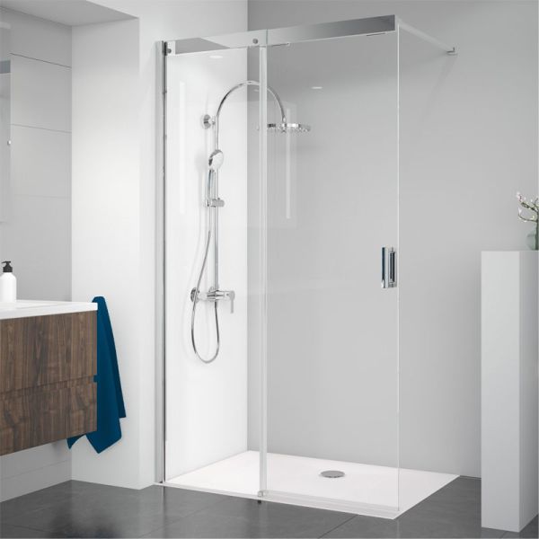 Breuer Panorama Walk In Dusche - 160 cm Schiebetür mit Festteil, Anschlag links