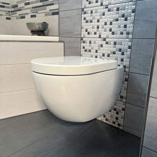 badshop.de Premium Design WC-Set - Tiefspüler, spülrandlos, weiß, WC-Sitz