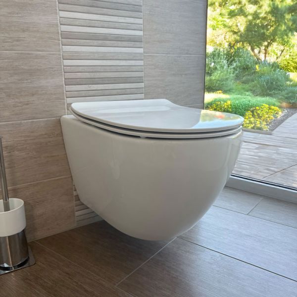 badshop.de Premium Design WC-Set - Tiefspüler, spülrandlos, weiß Ambiente